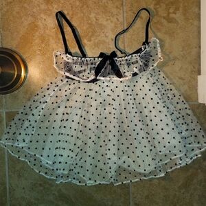 vintage Victoria's Secret polka dot slip ♥️ Lace and Satin Ribbon Lingerie 34C